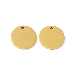 Real 18K Gold Plated Vacuum Plating 201 Stainless Steel Pendants, Flat Round Charm, Real 18K Gold Plated, 15x1.5mm, Hole: 1.4mm