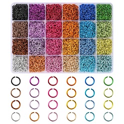 Mixed Color 7224Pcs 24 Colors Aluminum Open Jump Rings, Round Ring, Mixed Color, 20 Gauge, 6x0.8mm, Inner Diameter: 5mm, about 301pcs/color