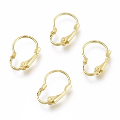 Real 24K Gold Plated Brass Leverback Earring Findings, Real 24K Gold Plated, 16.5x11x3mm, Pin: 0.6x0.8mm
