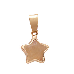 Стеклянный Камень Арбуза Арбузный каменный стакан с граненой звездой, подвески, с латунной фурнитурой золотого цвета, 13x13 мм