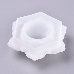 Blanco Caja de almacenamiento de flores diy moldes de silicona, moldes de resina, para resina uv, fabricación de joyas de resina epoxi, blanco, 122x108x42 mm, diámetro interior: 53 mm