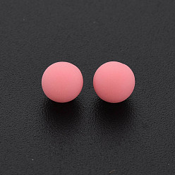 Salmon Opaque Acrylic Beads, Frosted, No Hole, Round, Salmon, 6mm, about 3900pcs/500g