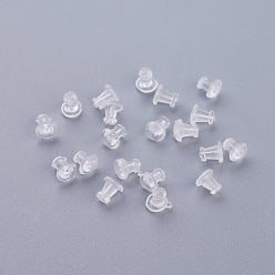 Прозрачный Пластиковые гайки для ушей, спинки для серьги, прозрачные, 5x5 мм, отверстие : 0.4 мм