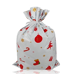 Candy PE Plastic Baking Bags, Drawstring Bags, with Ribbon, for Christmas Wedding Party Birthday Engagement Holiday Favor, Candy Pattern, 320x240mm
