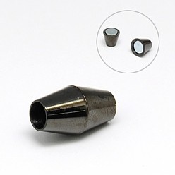 Gunmetal 304 Stainless Steel Magnetic Clasps with Glue-in Ends, Bicone, Gunmetal, 16x9.5mm, Hole: 5mm