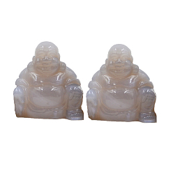 Grey Agate Natural Grey Agate Carved Maitreya Buddha Statue Home Decoration, Feng Shui Figurines, 40mm