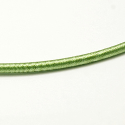 Желто-Зеленый Шнуры круглые пластиковые трубки, покрытые шелковой лентой, желто-зеленый, 450~480x3~3.5 мм