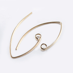 Golden Brass Earring Hooks, Ear Wire, with Horizontal Loop, Golden, 29x15mm, Hole: 2mm, 22 Gauge, Pin: 0.6mm, 22 Gauge, Pin: 0.6mm