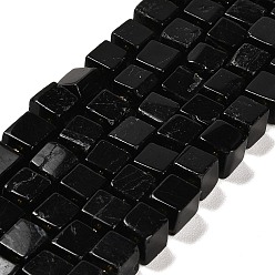 Tourmaline Naturelles tourmaline noire brins de perles, cube, 8~9x8~9x8~9mm, Trou: 1.2mm, Environ 38~39 pcs/chapelet, 15.08~15.35 pouce (38.3~39 cm)
