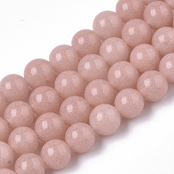 Salmon Synthetic Luminous Stone Beads Strands, Round, Salmon, 8x8mm, Hole: 1mm, about 47~49pcs/strand, 14.17 inch~14.69 inch