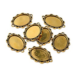 Antique Golden Tibetan Style Alloy Cabochon Connector Settings, Oval, Cadmium Free & Nickel Free & Lead Free, Antique Golden, 36x25x2mm, Hole: 2mm, Tray: 25x18mm, about 250pcs/1000g