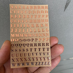 Rose Gold Alphabet Initial Letter A~Z Metal Stickers, Rose Gold, 4.5mm, Letter: 0.3~0.9mm