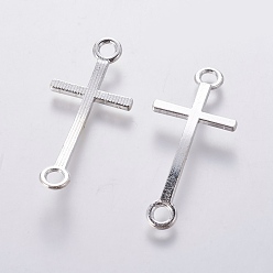Silver Alloy Links connectors, Cadmium Free & Lead Free, Sideways Cross, Silver Color Plated, 39x17x2mm, Hole: 3mm