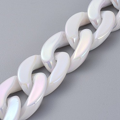 Blanc Chaînes de gourmette en perles d'imitation acryliques faites à la main, chaînes torsadées, blanc, Liens: 29x20.5x6.5 mm, environ 39.37 pouces (1 m)/brin