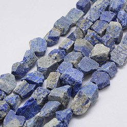 Lapis Lazuli Raw Rough Natural Lapis Lazuli Beads Strands, Nuggets, 15~20x14~18x10~14mm, Hole: 1mm, about 18~25pcs/strand, 14.9 inch(38cm)