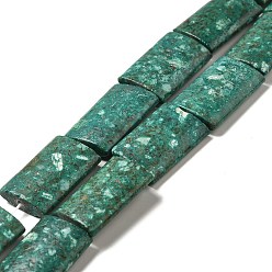 Teal Natural Calcite Beads Strands, Dyed, Rectangle, Teal, 25x18x6mm, Hole: 1.2mm, about 15pcs/strand, 15.67''(39.8cm)