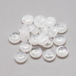 Blanc Perles acryliques, style de pierres fines imitation, Couleur de deux tons, rondelle, blanc clair, 10x5.5mm, trou: 2 mm, environ 1460 pcs / 500 g