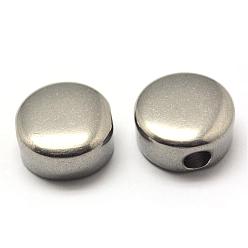 Stainless Steel Color 304 Stainless Steel Beads, Flat Round, Stainless Steel Color, 11.5x5.5mm, Hole: 3mm