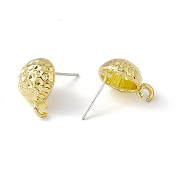 Light Gold Rack Plating Alloy Stud Earring Findings, with 925 Sterling Silver Pins and Vertical Loops, Cadmium Free & Lead Free, Half Round, Light Gold, 15x11x5.5mm, Hole: 2mm, Pin: 0.6mm