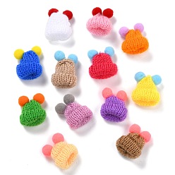 Mixed Color Handmade Wool Woven Hat Decoration, DIY Craft Decoration, Mixed Color, 38x33x19mm