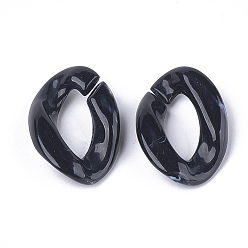 Black Acrylic Linking Rings, Quick Link Connectors, For Curb Chains Making, Imitation Gemstone Style, Twist, Black, 29x21x6.5mm, Hole: 17x8mm, about 315pcs/500g