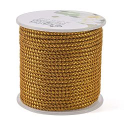 Dark Goldenrod Round String Thread Polyester Cords, with Gold Wire, Dark Goldenrod, 2.5mm, about 21.87 yards(20m)/roll
