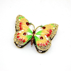Citron Vert Boîte de rangement de bijoux en émail en alliage papillon, avec fermoir magnétique, décoration de la maison, lime, 7.5x5.7x2.2 cm