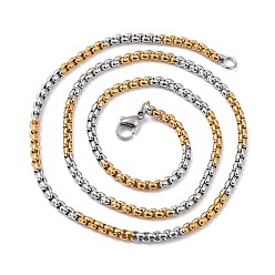 Golden & Stainless Steel Color 304 Stainless Steel Box Chain Necklaces, with Lobster Claw Clasps, Golden & Stainless Steel Color, 21.65 inch(55cm), 3.5mm