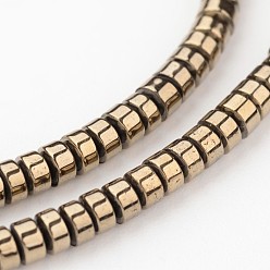 Antique Bronze Plated Electroplate Non-magnetic Synthetic Hematite Beads Strands, Heishi Beads, Flat Round/Disc, Smooth, Antique Bronze Plated, 3x2mm, Hole: 1mm, about 200pcs/strand, 16 inch