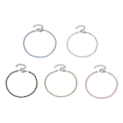 Color mezclado Pulsera de tenis con diamantes de imitación, Pulsera de cadena de eslabones de hierro plateado para mujer., color mezclado, 11-1/8 pulgada (28.3 cm)