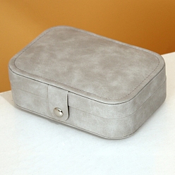 Light Grey PU Leather with Lint Jewelry Storage Box, Travel Portable Jewelry Case, for Necklaces, Rings, Earrings and Pendants, Light Grey, 16x11x5cm
