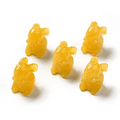 Gold Opaque Resin Beads, Rabbit, Gold, 10.5x16x16.5mm, Hole: 1.6mm