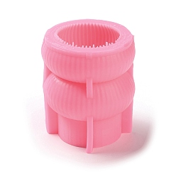 Hot Pink Ribbed Pillar Geometry Scented Candle Silicone Molds, Candle Making Molds, Aromatherapy Candle Molds, Hot Pink, 6.3x7.5cm