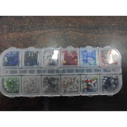 Color mezclado Cuentas de vidrio facetadas, esmerilado, Rondana plana, color mezclado, 2.5~3.2x1.8~2.6 mm, agujero: 0.8 mm, 1200 unidades / caja