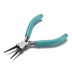 Turquoise 45# Carbon Steel Jewelry Pliers, Round Nose Pliers, Polishing, Gunmetal, Turquoise, 11.85x8.1x0.7cm