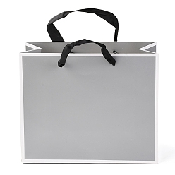 Серебро Прямоугольные бумажные пакеты, с ручками, для подарочных пакетов и сумок, серебряные, 18x22x0.6 см
