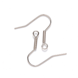 Stainless Steel Color 304 Stainless Steel Earring Hooks, Ear Wire, with Horizontal Loop, Stainless Steel Color, 19~21x21mm, Hole: 2mm, 21 Gauge, Pin: 0.7mm