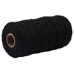 Noir Fil de coton multiplis 100m, cordon en macramé, fils décoratifs, pour l'artisanat de bricolage, noir, 2mm