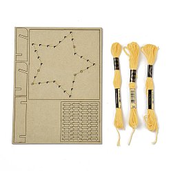 Estrella Kit de arte de cuerda de bricolaje artes y manualidades para niños, incluyendo plantilla de madera e hilo de lana, patrón de estrella, 16x21x0.3 cm