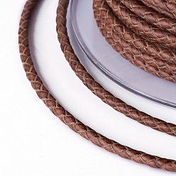 Sienna Braided Cowhide Cord, Leather Jewelry Cord, Jewelry DIY Making Material, Sienna, 5mm, about 21.87 yards(20m)/roll