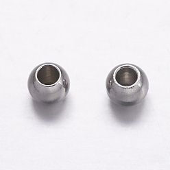 Stainless Steel Color 201 Stainless Steel Spacer Beads, Round, Stainless Steel Color, 3x2mm, Hole: 1.4mm