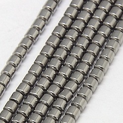 Platinum Plated Electroplate Non-magnetic Synthetic Hematite Beads Strands, Column, Grade A, Platinum Plated, 3x3mm, Hole: 1mm, about 127pcs/strand, 16 inch