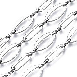 Stainless Steel Color 304 Stainless Steel Link Chains, with Infinity Connector, with Spool, Soldered, Oval, Stainless Steel Color, 16x8x1mm, Oval: 14x4.5x1mm, Link: 7.5x3x1mm, about 32.8 Feet(10m)/roll