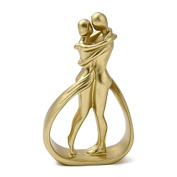 Oro Figura de pareja de resina del día de San Valentín., para la decoración del escritorio del hogar, oro, 74x28x127.5 mm