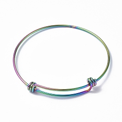 Rainbow Color Placage ionique (ip) réglable 304 fabrication de bracelets en acier inoxydable, couleur arc en ciel, diamètre intérieur: 2-5/8 pouce (6.55 cm)