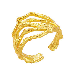 Настоящее золото 18K Shegrace 925 кольца из стерлингового серебра, открытые манжеты, чеканный, реальный 18 k позолоченный, размер США 5, внутренний диаметр: 16 мм