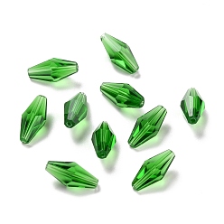 Verdemar Perlas de vidrio transparentes, facetados, bicono, verde mar, 12x6 mm, agujero: 1 mm
