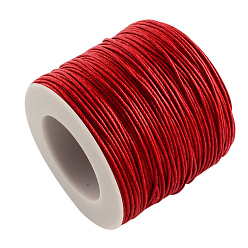 Red Waxed Cotton Thread Cords, Red, 1mm, about 100yards/roll(300 feet/roll)