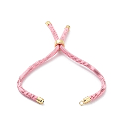 Pearl Pink Nylon Twisted Cord Bracelet Making, Slider Bracelet Making, with Eco-Friendly Brass Findings, Round, Golden, Pearl Pink, 8.66~9.06 inch(22~23cm), Hole: 2.8mm, Single Chain Length: about 4.33~4.53 inch(11~11.5cm)