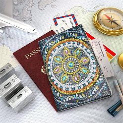 Colorful DIY Diamond Painting Passport Cover Kits, including Resin Rhinestones, Diamond Sticky Pen, Tray Plate and Glue Clay, Colorful, 140x200mm